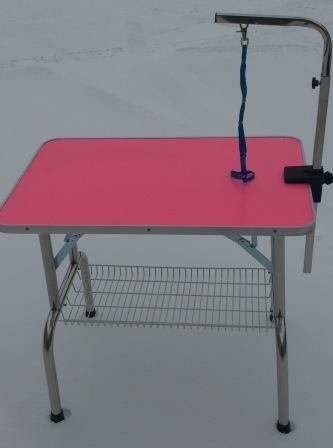 Стол для груминга складной  81*51*76 см (S) LT-1103 с сеткой розовый