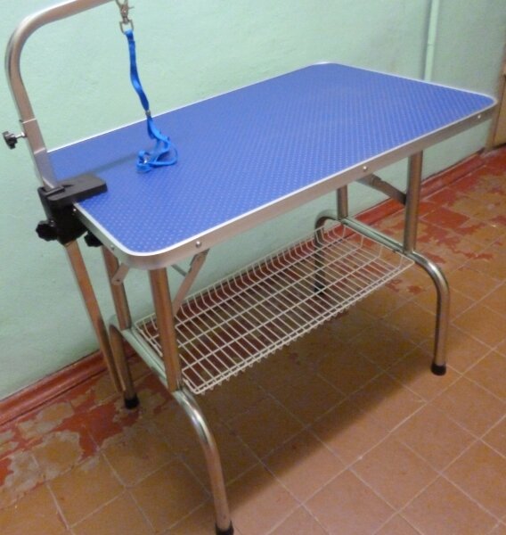 Стол для груминга складной  81*51*76 см (S) LT-1103 с сеткой синий