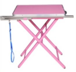 Стол для груминга X-Shape 306 60*45*(73/82) см 2 уровня высоты, прорезиненная столешница из МДФ с окантовкой алюминием, розовый