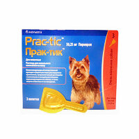 Капли Прак-тик Prac-tic для собак весом 2-4.5 кг, 3 пипетки