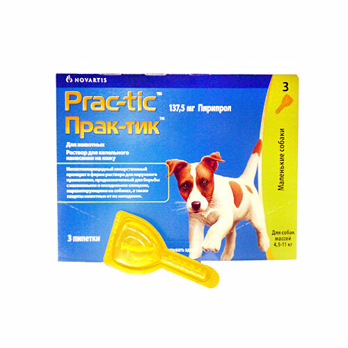 Капли Прак-тик Prac-tic для собак весом 4.5-11 кг, 3 пипетки